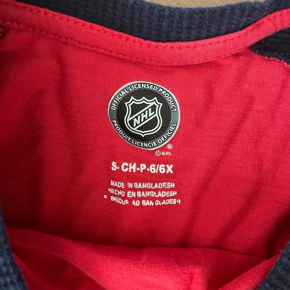 Washington Capitals Kids Raglan 3/4 Shirt - Red and Blue, Size 6 - Picture 2 of 3